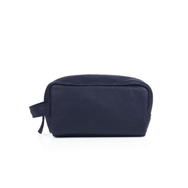 Leather United Unisex Dopp Toiletry Kit Bag - Navy Blue (Genuine Leather) Carousel 1