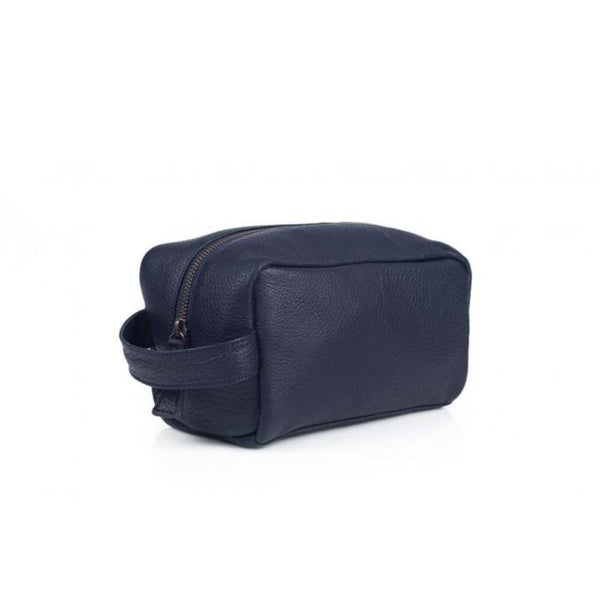 Leather United Unisex Dopp Toiletry Kit Bag - Navy Blue (Genuine Leather) Carousel 2