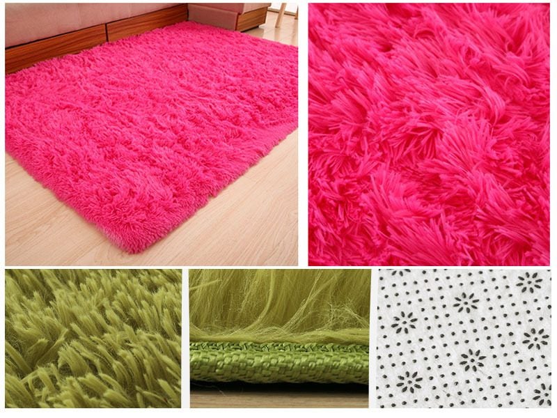 Ultra Soft Area Rugs Fluffy Carpets Bedroom Kids Shaggy Floor Nursery Mats Grey Carousel 2