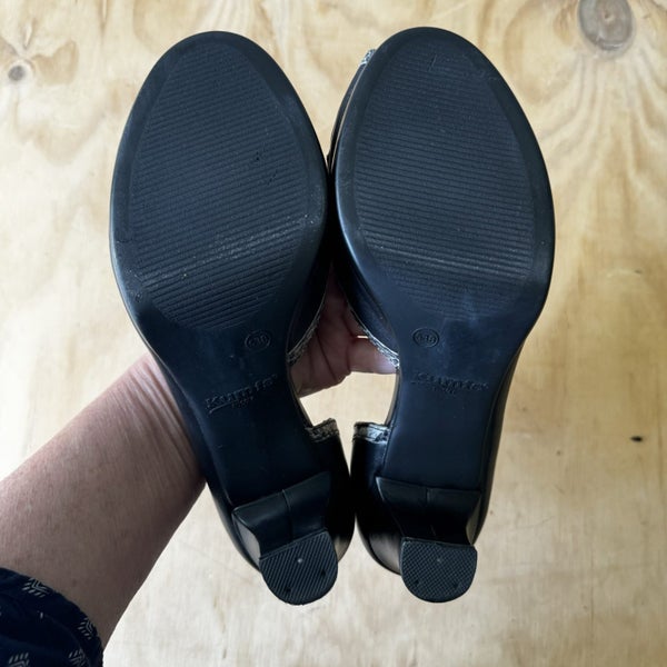 Kumfs Black/Snakeskin Rockabilly Peep Toe Heels Size 38 Carousel 5