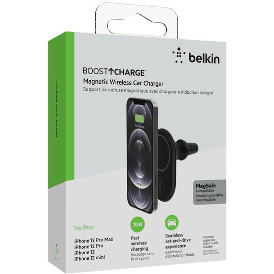 Belkin BoostCharge 10W Magnetic Wireless Car Charger Vent Mount - Black Carousel 11