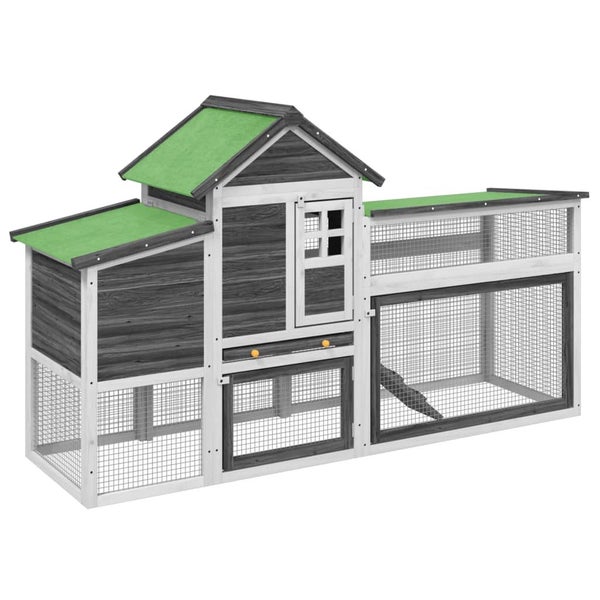 Chicken Coop Grey 186.5X58.5X113 Cm Solid Wood Pine Oixxxk Carousel 2