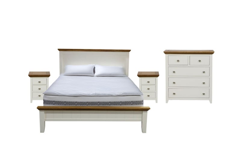 NOTTINGHAM Solid Oak Wood Bed Frame (White) - 4PC Super King Carousel 2