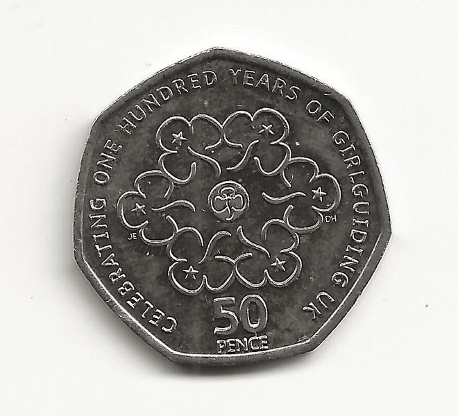 GREAT BRITAIN 2010 50 PENCE 100 YEARS OF GIRL GUIDING coin UNC Carousel 1