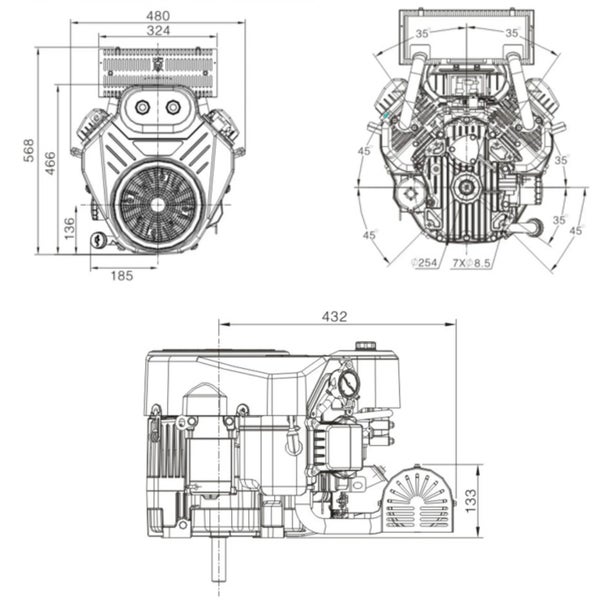 Loncin 25HP V Twin 4 Stroke, Vertical Shaft Engine Carousel 6