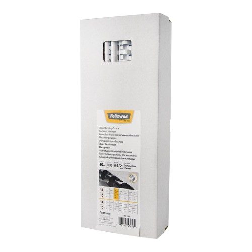Fellowes Plastic Binding Combs 10mm White Pack 100 Carousel 1