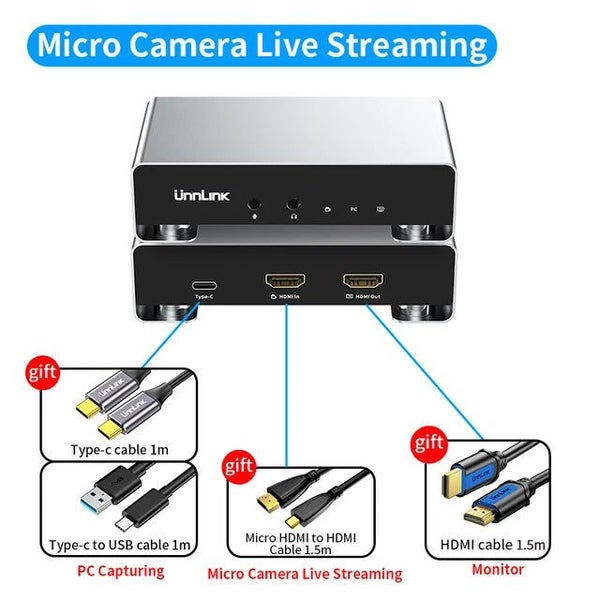 Unnk 2K 120Fps Game Video Capture Card 4K 60Fps Live Streaming Recording for ... Carousel 1