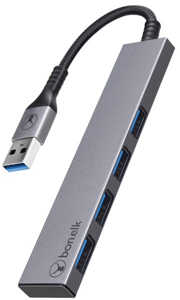 Bonelk Long-Life USB-A to 4 Port USB 3.0 Slim Hub - Space Grey Carousel 1