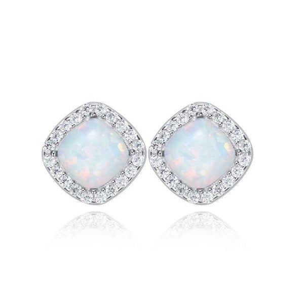 925 Sterling Silver Crystal Opal Earrings "Charisse" (White) Carousel 1