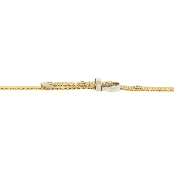 Vintage 14k Two Tone Gold Mesh Link Chain with Buckle Detail Bracelet Carousel 7