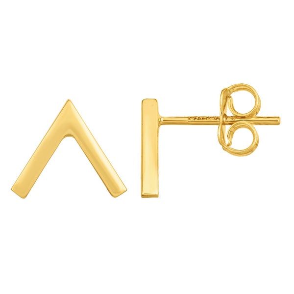 14K Gold Yellow V Chevron Style Stud Earrings Carousel 1
