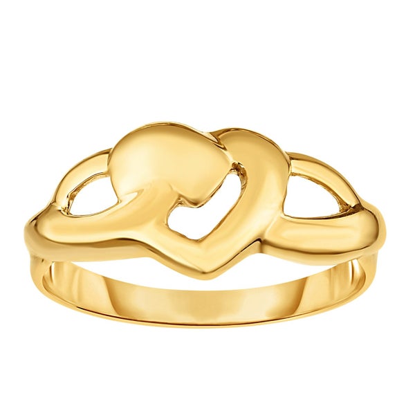 14K Yellow Gold Heart Design Ring, Size 7 Carousel 1