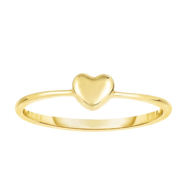 14K Yellow Gold Puffy Heart Ring, Size 7 Carousel 1