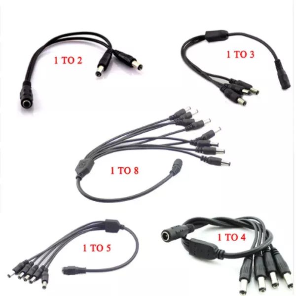 12V DC Power Splitter Plug For 1F To 2 3 4 5 6 8M CCTV Cables Carousel 2