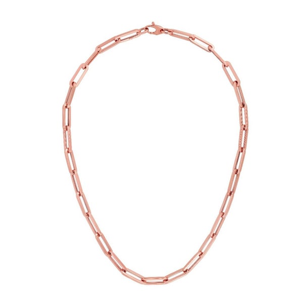 14k Rose Gold Paperclip Chain Necklace, 6mm Carousel 1