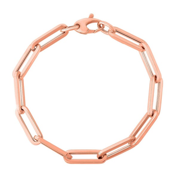 14k Rose Gold Paperclip Chain Necklace, 6mm Carousel 2