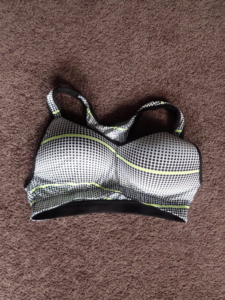 Padded Racerback Sports Bra/Top – Black & Fluro Yellow Dot Design Carousel 10