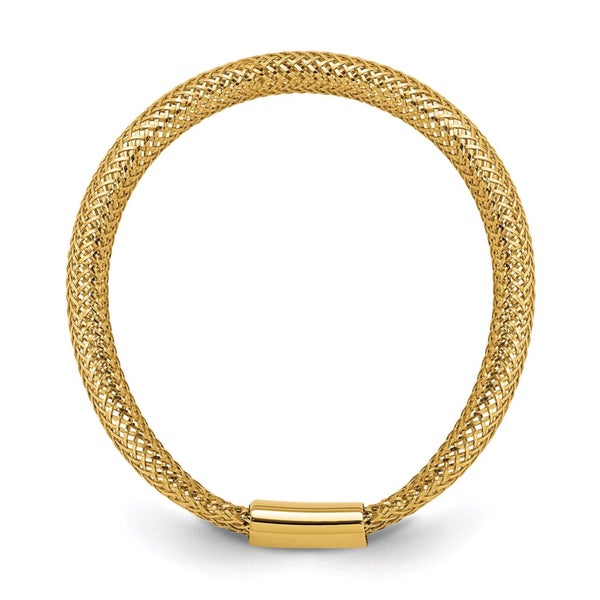 14K Gold High Polished Mesh Stretch Adjustable Band Ring Carousel 2