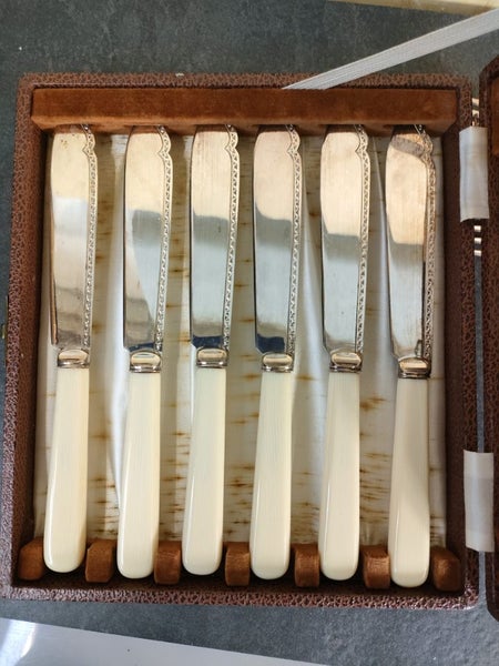 Bone handled knife and fork set in box Carousel 2