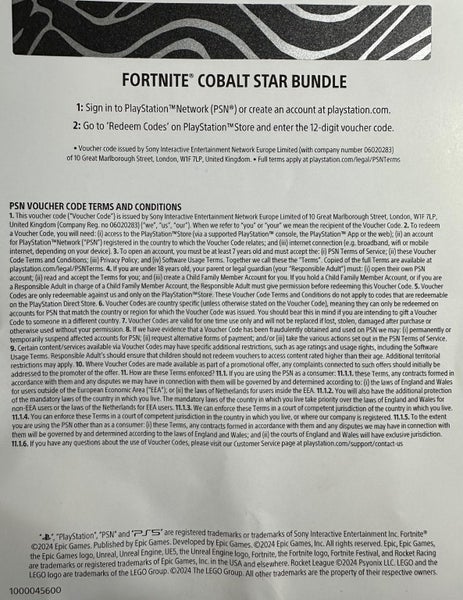 Fortnite Add on code (PS5) Cobalt Star Bundle(8 Fortnite Cosmetics)+1000 V-Bucks Carousel 2