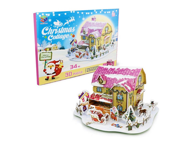 2 X Style 1 Style 2 Kids DIY Christmas Cottage Jigsaw 3D Puzzle Fun Toy Carousel 5