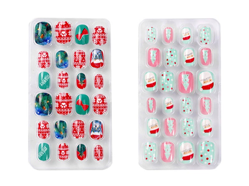 2 X 24Pcs Christmas Full Cover False Nail Kit Style 1 and Style 3 Carousel 1