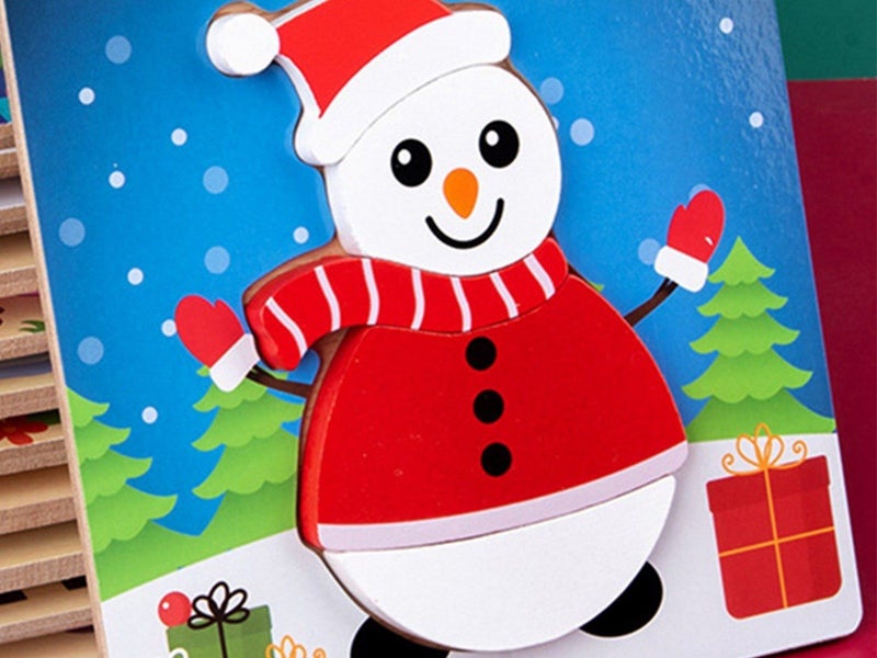 1Pc Christmas Snowman Puzzle Toys Kids Toddlers Early Education Toy Carousel 2