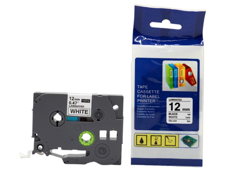 10 X 12mm Label Tape Replacements for Brother Label Maker Tape TZe-231 Carousel 2