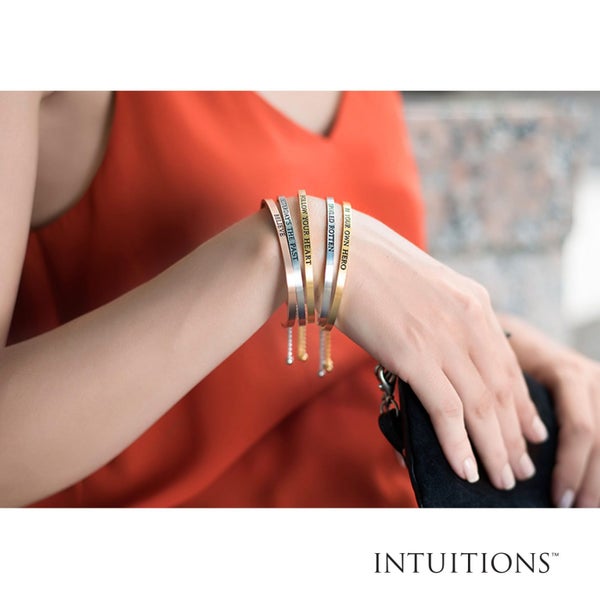 Intuitions Stainless Steel I'?????????M FEARLESS Diamond Accent Cuff Bangle B... Carousel 2