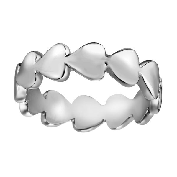 Sterling Silver Eternity Heart Band Ring, Size 7 Carousel 1