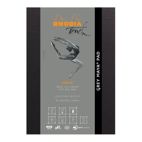 Rhodia Touch Maya Grey Pad A5 Blank Carousel 1