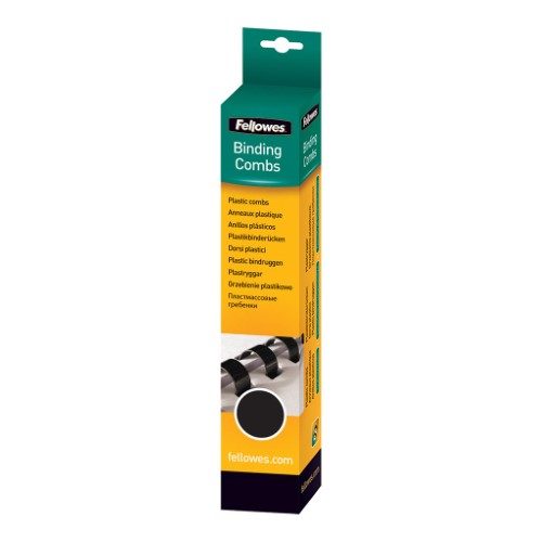 Fellowes Plastic Binding Combs 16mm Black Pack 25 Carousel 1