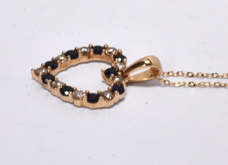 $1,299 10ct Gold Sapphire & Diamond Heart Pendant & Chain - 169996 Carousel 2