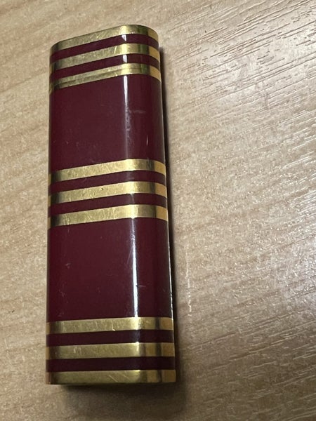 Rare 1980s Cartier Must lighter - 3 gold bands / burgundy lacquer gas lighter Carousel 1