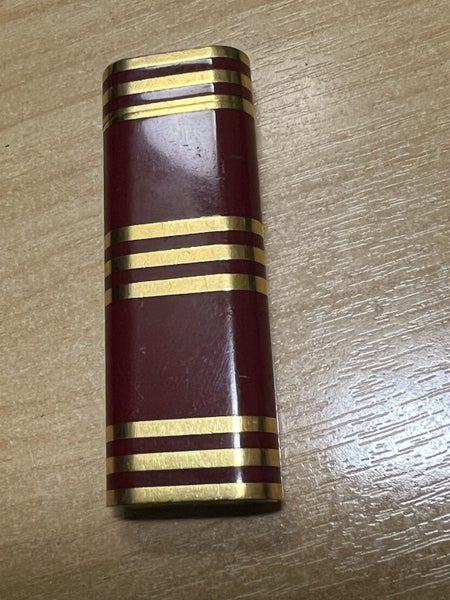 Rare 1980s Cartier Must lighter - 3 gold bands / burgundy lacquer gas lighter Carousel 2