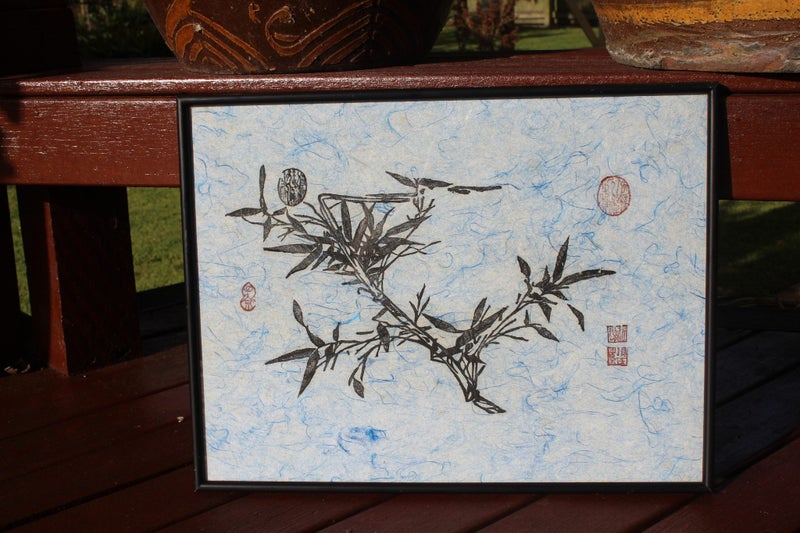 Ukiyo-e Japanese Traditional Edo Period Woodblock Print Bamboo on Silk Paper Carousel 1