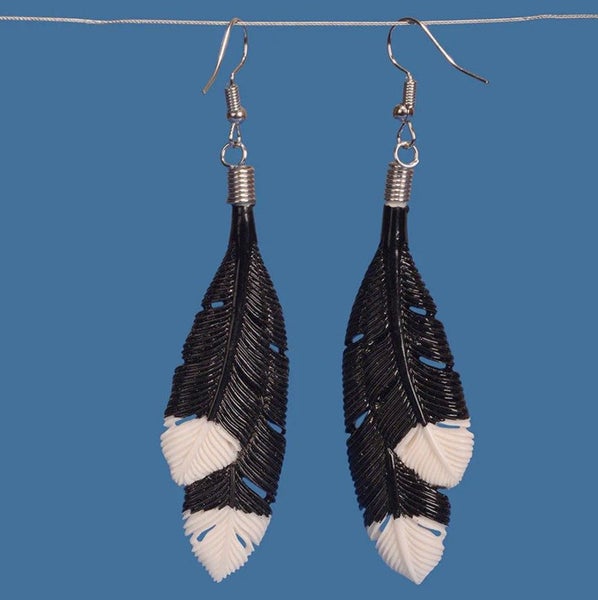 Black Huia Feather Earrings Carousel 1