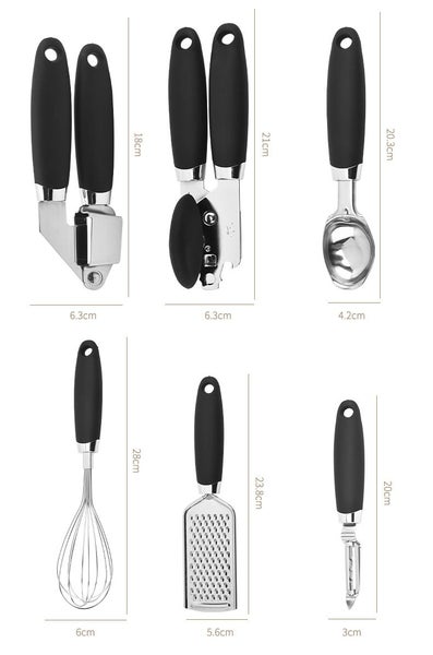 7pcs Stainless Steel Kitchen Tool Set with Can Opener Peeler Pizza Cutter-Pink Carousel 9