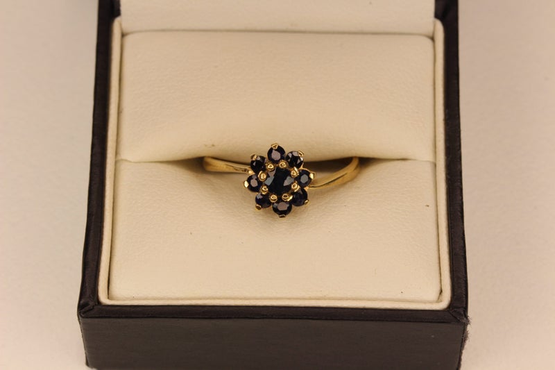 9ct Sapphire ‘Halo’ ring Carousel 1