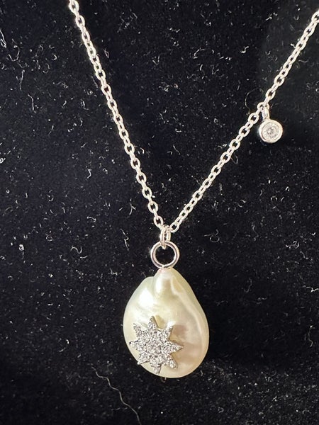 Baroque pearl necklace - silver Carousel 2