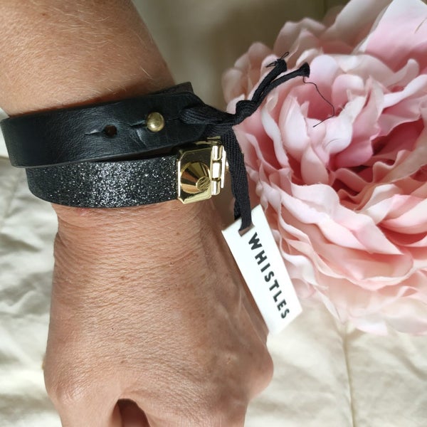 WHISTLES LONDON designer double leather bracelet Carousel 2