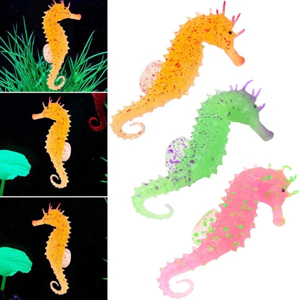 NEW Artificial Seahorse Aquarium Decoration Glowing Floating Ornament Carousel 1