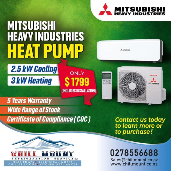 Mitsubishi Heavy Industries heat pump 2.5kW cool and 3kW heat Carousel 1