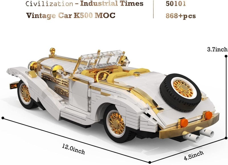 Vintage Cars -Classic K500 Sports Car - 868 Pcs kit-similar to Lego brick toys Carousel 2