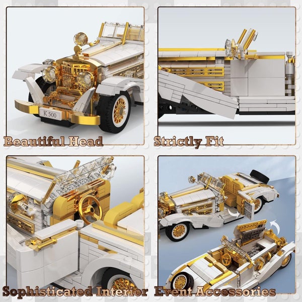 Vintage Cars -Classic K500 Sports Car - 868 Pcs kit-similar to Lego brick toys Carousel 6