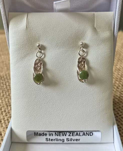 Greenstone Earring with Sterling Silver setting Carousel 1