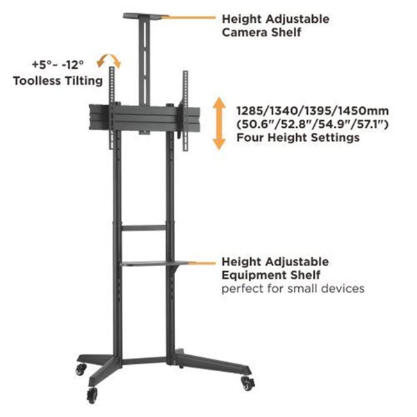 LUMI T1040T Versatile & Compact Steel TV Cart For most 37''-70'' TVs up to Carousel 2