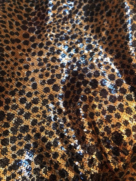 Leopard print sequin fabric 150 cm x 5 metres Paula Ryan fabric Carousel 1