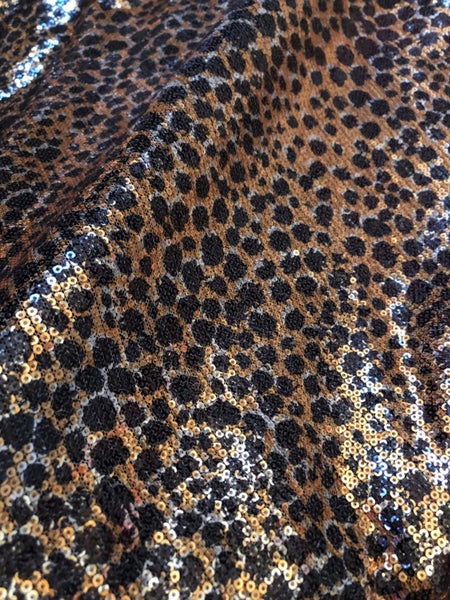Leopard print sequin fabric 150 cm x 5 metres Paula Ryan fabric Carousel 2