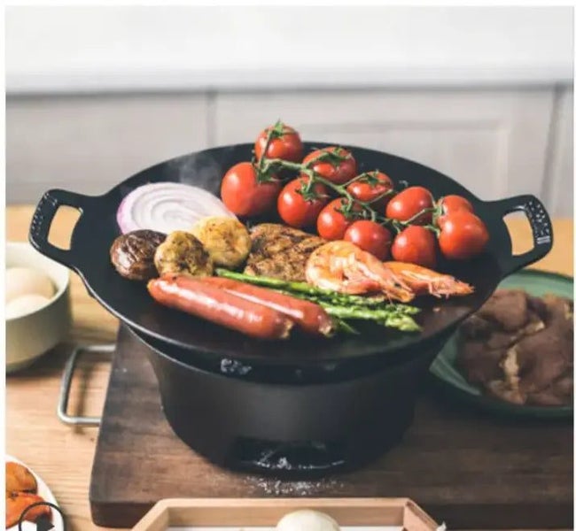 Seasoned Cast Iron Grill Pan -Perfect for Barbecue & Outdoor Cooking 38CM Sna... Carousel 1